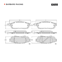 Barbaro Racing KD6818 C-01 14.5mm Rear Brake Pads - Lexus RX / ES / UX, Toyota   Camry / Avalon