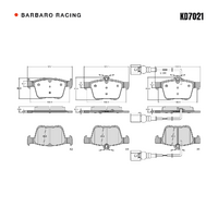 Barbaro Racing KD7021 C-01 15.5mm Rear Brake Pads - Audi A3 / TT, Volkswagen   Teramont / Passat, Skoda Superb