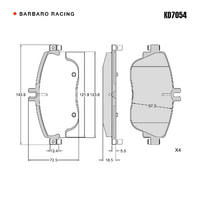 Barbaro Racing KD7054 C-01 18.5mm Front Brake Pads - Mercedes-Benz Gla-Class /   CLA / B-Class / A-Class, Infiniti QX30