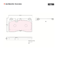 Barbaro Racing KD7106 RS-635 15.5mm Brake Pads - Brembo F50, Volkswagen Touareg,   Aston Martin DB11, Ferrari 458