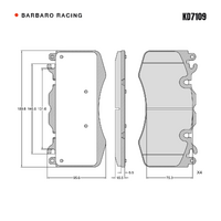 Barbaro Racing KD7109 S-01 15.5mm Front Brake Pads - Brembo Land Rover 6-piston,   Land Rover Range Rover / Discovery IV