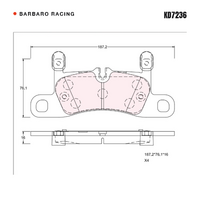 Barbaro Racing KD7236 C-01 16mm Rear Brake Pads - Porsche Cayenne
