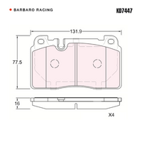 Barbaro Racing KD7447 RS-635 16mm Front Brake Pads - Brembo F50, Audi Q5 / A7   / A6, Porsche Macan