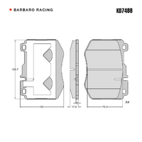 Barbaro Racing KD7488 S-01 17.6mm Front Brake Pads - Mercedes-Benz C-Class /   E-Class / GLC / CLS / Gla-Class