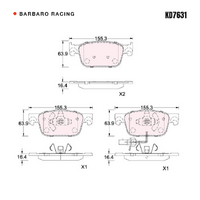 Barbaro Racing KD7631 C-01 16.4mm Front Brake Pads - Audi A5 / A4