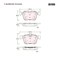 Barbaro Racing KD7650 C-01 15.4mm Rear Brake Pads - Mercedes-Benz C-Class