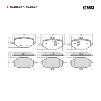 Barbaro Racing KD7663 C-01 18mm Front Brake Pads - Brabus 550G