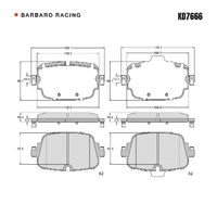 Barbaro Racing KD7666 CSI-01B 16.2mm Rear Brake Pads - Audi RS6