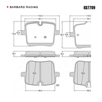 Barbaro Racing KD7709 C-01 16.7mm Rear Brake Pads - BMW M5 / X5 / X6
