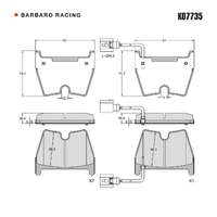 Barbaro Racing KD7735 CSI-01B 16.4mm Front Brake Pads - Audi R8