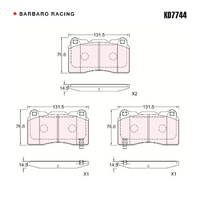 Barbaro Racing KD7744 RS-652 14.5mm Brake Pads - Brembo F50, Maserati Ghibli,   Cadillac ATS, XPeng P7, Subaru Impreza WRX STI