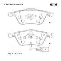 Barbaro Racing KD7798 C-01 19.2mm Front Brake Pads - Audi A6L