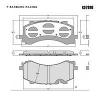Barbaro Racing KD7898 C-02 16.3mm Front Brake Pads - Akebono 9N, Audi A8
