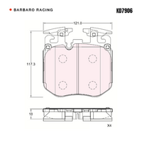 Barbaro Racing KD7906 S-01 18mm Front Brake Pads - BMW 5 Series / 7 Series / 8   Series, Rolls-Royce Ghost / Cullinan