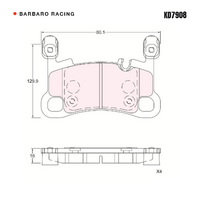 Barbaro Racing KD7908 C-01 16mm Rear Brake Pads - Porsche Cayenne
