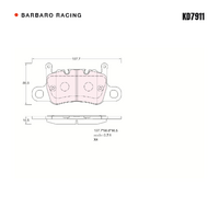 Barbaro Racing KD7911 CSI-01B 16.5mm Rear Brake Pads - Brembo Porsche 911 GT3,   Porsche Panamera Turbo S E-Hybrid SportTurismo