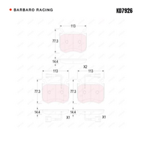Barbaro Racing KD7926 C-01 14.4mm Front Brake Pads - Alfa Romeo Giulia