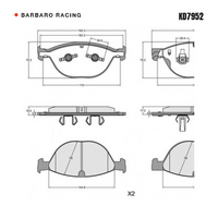 Barbaro Racing KD7952 C-01 18.5mm Front Brake Pads - Jaguar F-TYPE